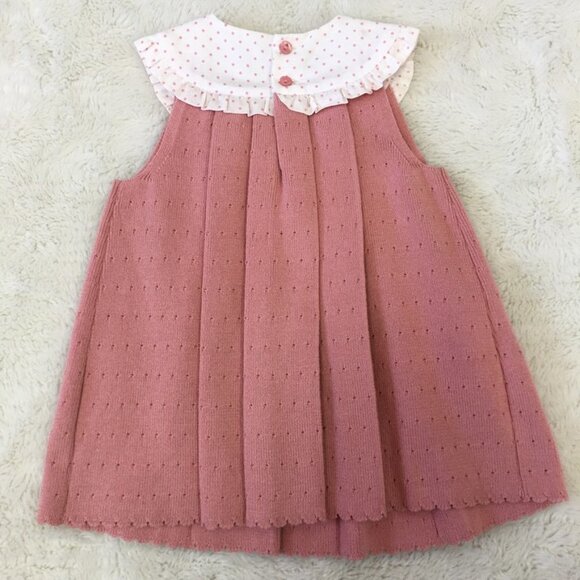 Pili Carrera Baby Girl Pink Polka Dot Dress Size 18 Months - Picture 7 of 11